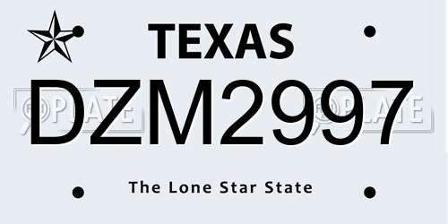 DZM2997 Texas License Plate
