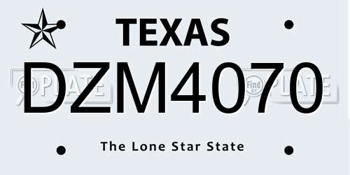 DZM4070 Texas License Plate