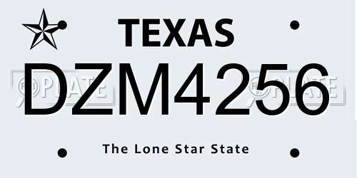 DZM4256 Texas License Plate