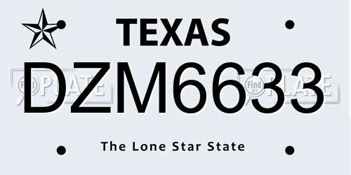 DZM6633 Texas License Plate
