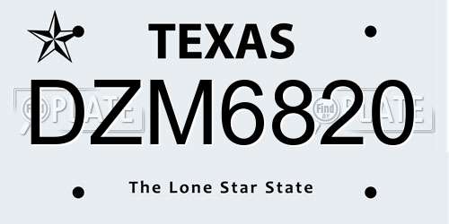 DZM6820 Texas License Plate