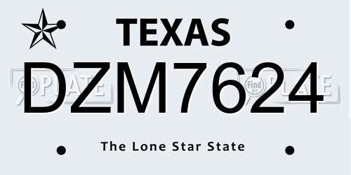 DZM7624 Texas License Plate
