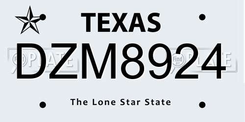 DZM8924 Texas License Plate