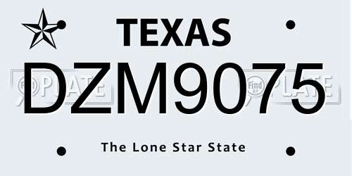 DZM9075 Texas License Plate