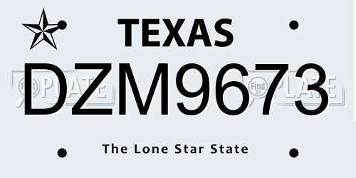 DZM9673 Texas License Plate