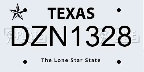 DZN1328 Texas License Plate