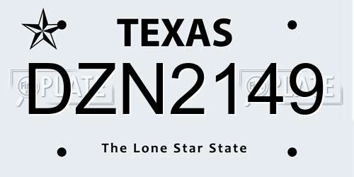 DZN2149 Texas License Plate