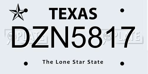 DZN5817 Texas License Plate