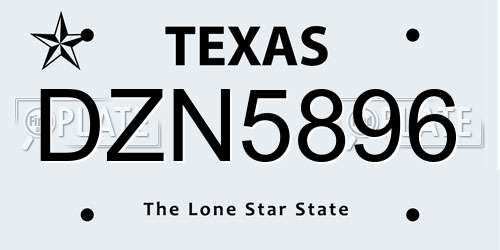 DZN5896 Texas License Plate