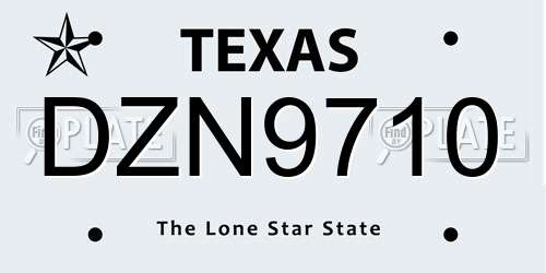 DZN9710 Texas License Plate