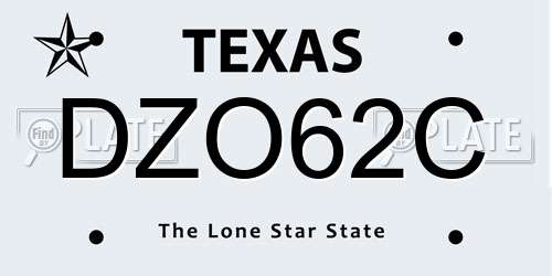DZO62C Texas License Plate