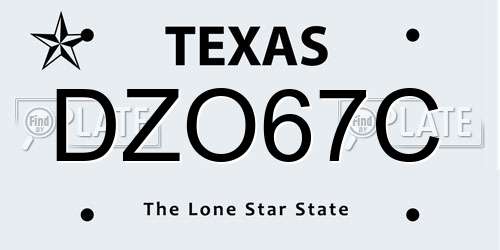 DZO67C Texas License Plate