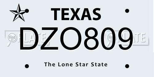 DZO809 Texas License Plate