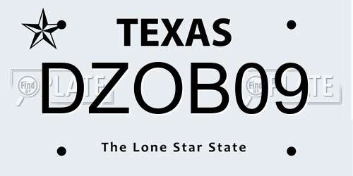 DZOB09 Texas License Plate