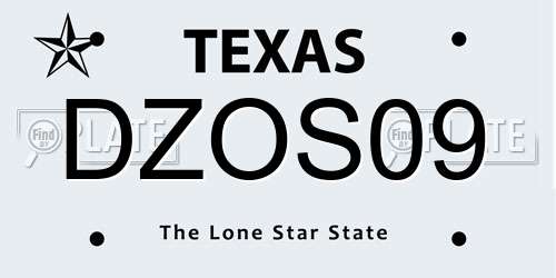 DZOS09 Texas License Plate