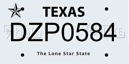 DZP0584 Texas License Plate