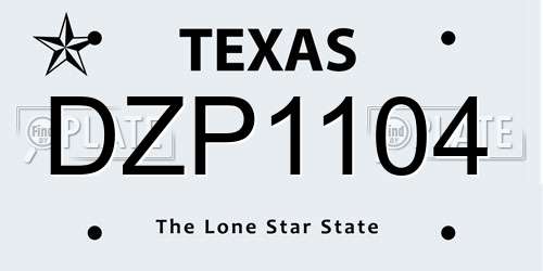 DZP1104 Texas License Plate