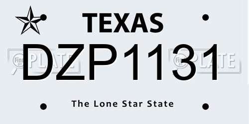 DZP1131 Texas License Plate