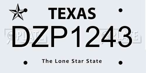 DZP1243 Texas License Plate