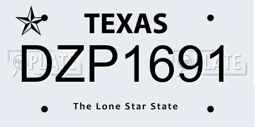 DZP1691 Texas License Plate