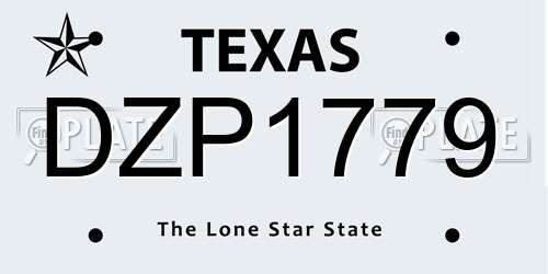 DZP1779 Texas License Plate