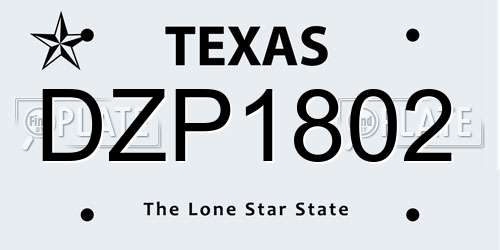 DZP1802 Texas License Plate
