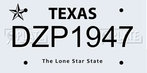 DZP1947 Texas License Plate