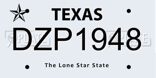 DZP1948 Texas License Plate