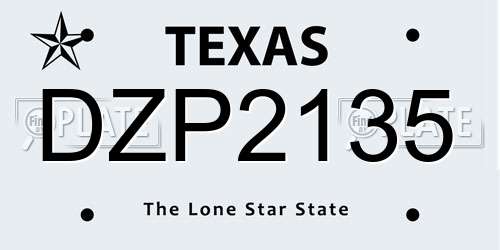 DZP2135 Texas License Plate