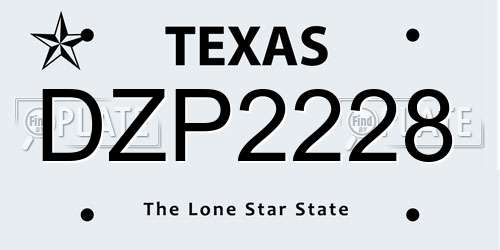 DZP2228 Texas License Plate