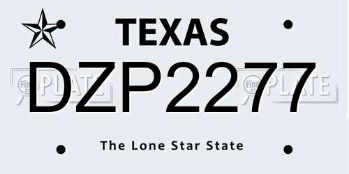 DZP2277 Texas License Plate