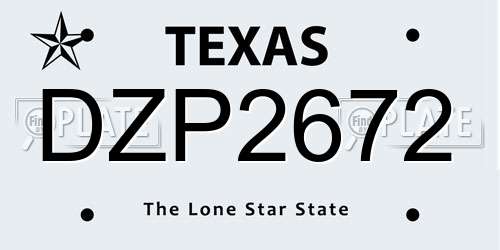 DZP2672 Texas License Plate