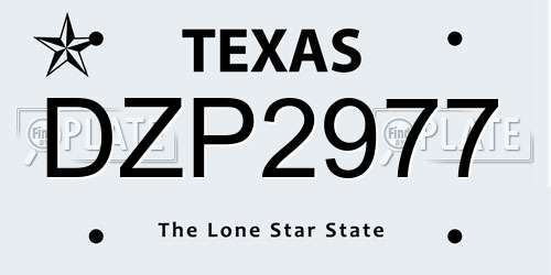 DZP2977 Texas License Plate