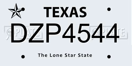 DZP4544 Texas License Plate