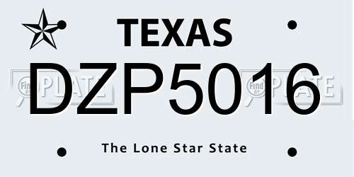 DZP5016 Texas License Plate