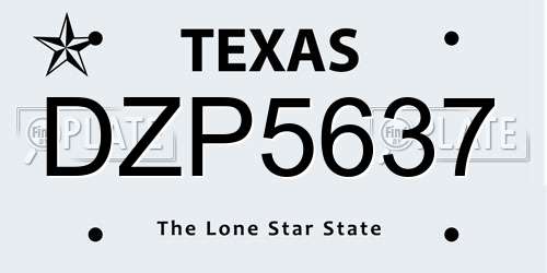 DZP5637 Texas License Plate