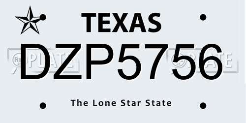 DZP5756 Texas License Plate
