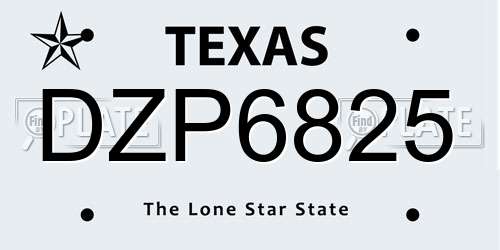 DZP6825 Texas License Plate