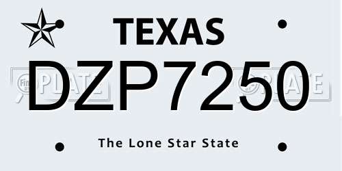 DZP7250 Texas License Plate