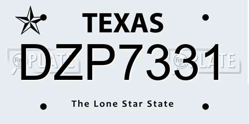 DZP7331 Texas License Plate