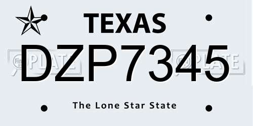 DZP7345 Texas License Plate