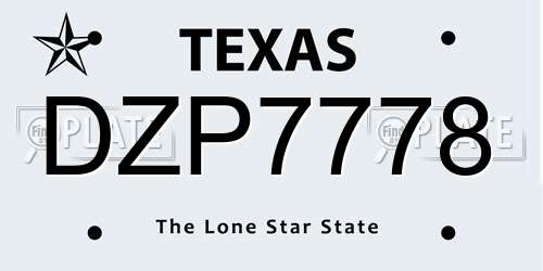 DZP7778 Texas License Plate