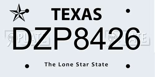 DZP8426 Texas License Plate