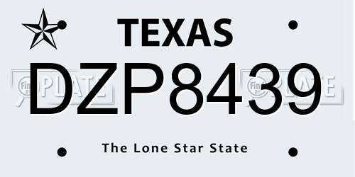 DZP8439 Texas License Plate