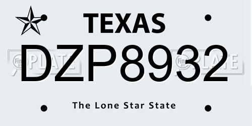 DZP8932 Texas License Plate