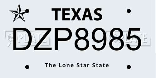 DZP8985 Texas License Plate