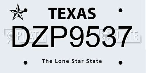 DZP9537 Texas License Plate