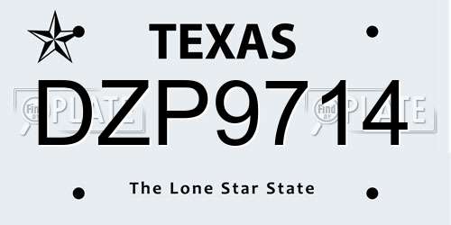 DZP9714 Texas License Plate