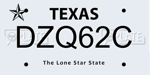 DZQ62C Texas License Plate