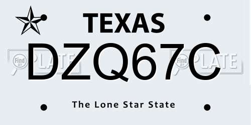 DZQ67C Texas License Plate